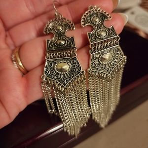 Silver color tassel earrings